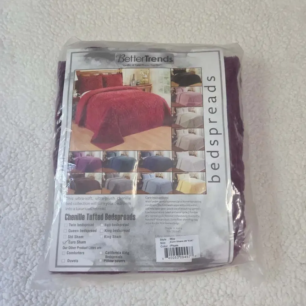 Better Trends Euro Sham Pillow Case Textured Plum Rio Collection